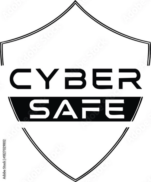 Fototapeta Cyber Safe Shield Logo Design for Internet Security and Protection Assurance