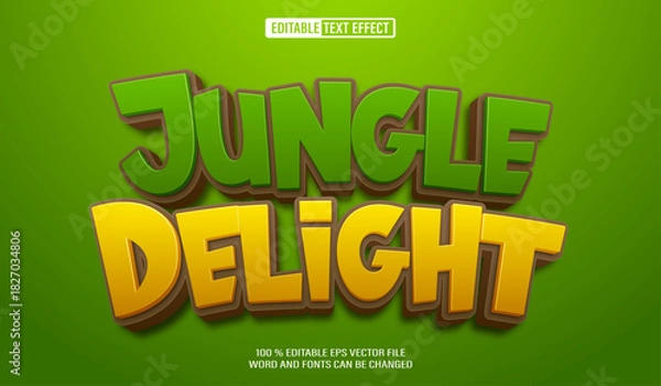Obraz Editable 3d text style effect - Jungle Delight text effect Template