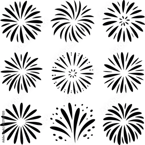 Obraz Nine Black Firework Burst Graphic Elements explosion