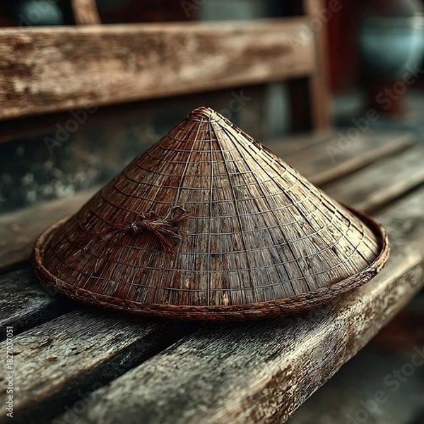Obraz Bamboo conical hat vintage craftsmanship high resolution picture