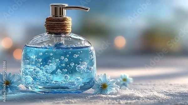 Obraz Blue gel liquid in crystal container high resolution picture