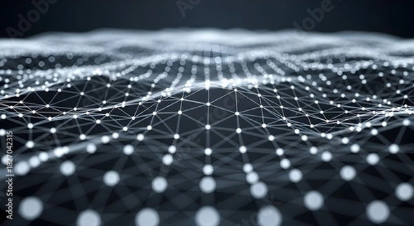 Fototapeta Abstract network connection structure with connecting dots and lines