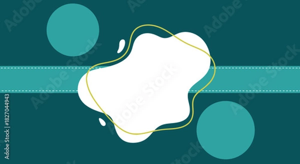 Obraz Modern teal background with a white blob framed with yellow line for text placement