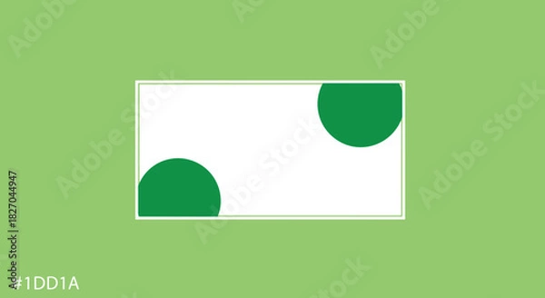 Obraz Minimalist abstract design with green circles and white rectangle on light green background