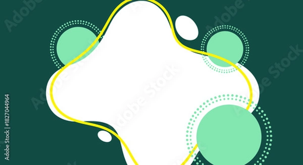 Obraz Abstract background with geometric shapes and dynamic lines in green and yellow tones