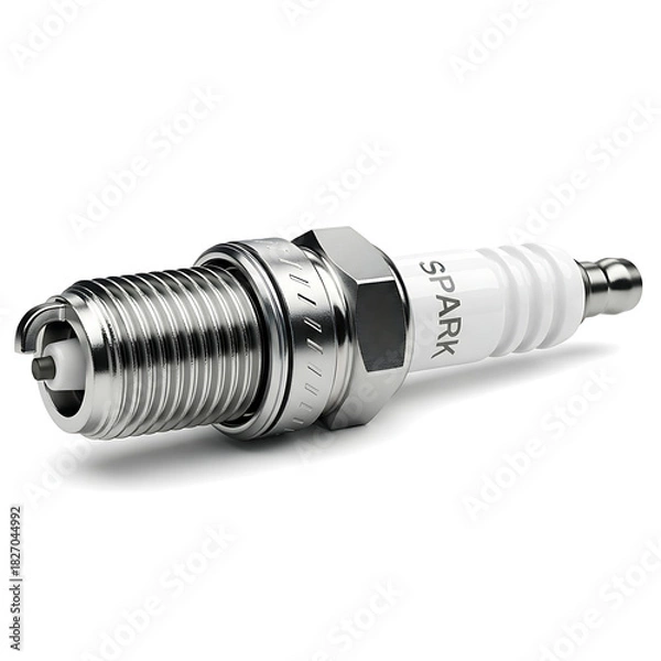 Obraz Close-up of a single car spark plug isolated on a white background, symbolizing ignition and engine power