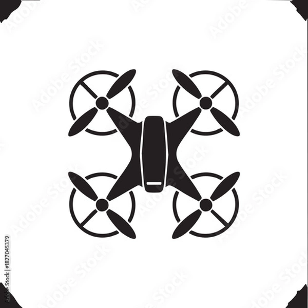 Fototapeta An isolated features a black drone with rotors against white background