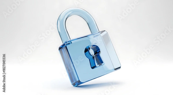 Obraz Transparent Blue Padlock Icon Symbolizing Security and Data Protection in Digital Concepts