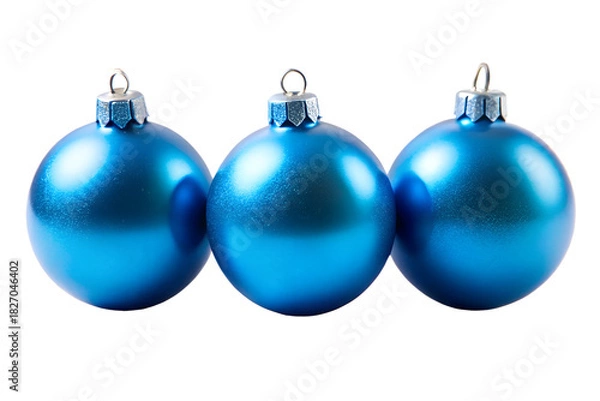 Obraz Blue Christmas baubles isolated on transparent background 
