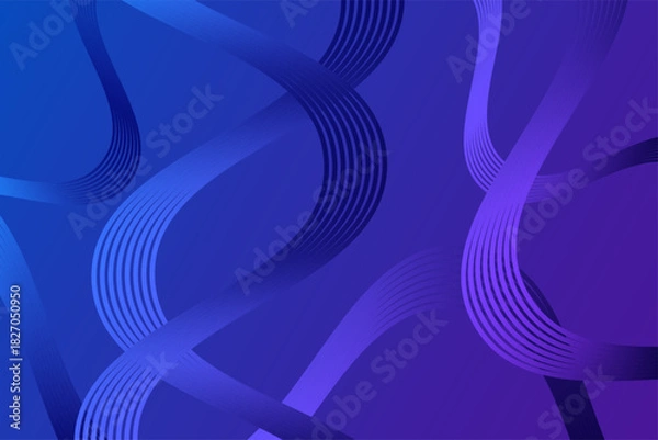 Fototapeta Cool blue and purple gradient backdrop featuring intricate, flowing wavy lines creating a modern and energetic abstract design.