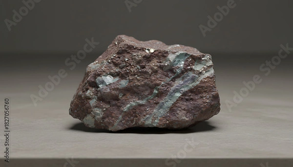 Obraz Raw rare earth ore chunk on neutral background with metallic texture