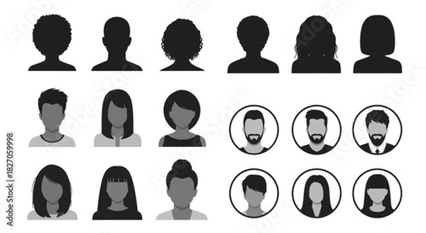 Obraz Collection of Diverse Anonymous Profile Avatar Icons Representing People and Users