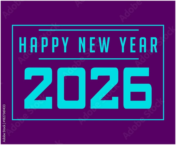 Fototapeta Happy New Year 2026 Holiday Abstract Purple And Blue Color Design Symbol Vector Illustration