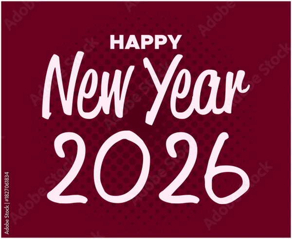 Fototapeta Happy New Year 2026 Holiday Abstract Maroon And White Color Design Symbol Vector Illustration