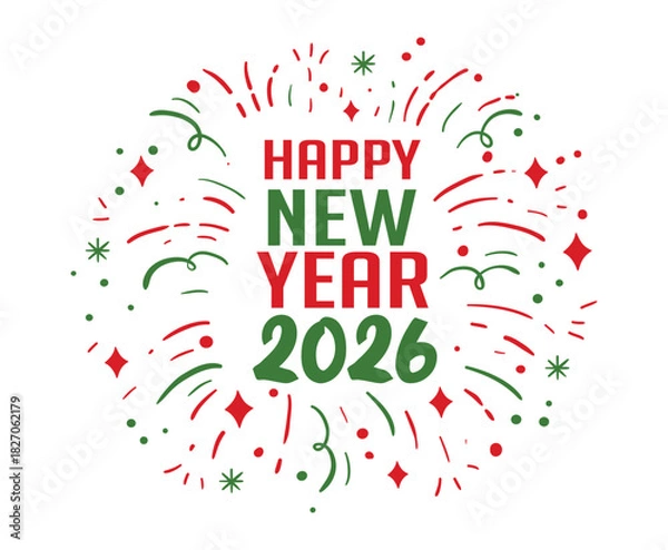 Fototapeta Happy New Year 2026 Holiday Abstract Green And Red Color Design Symbol Vector Illustration