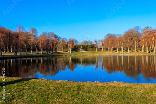 Obraz View of Frederiksborg castle park lake, Denmark