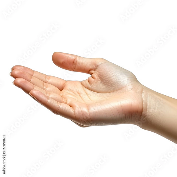 Obraz Open human hand gesture against a solid black background.