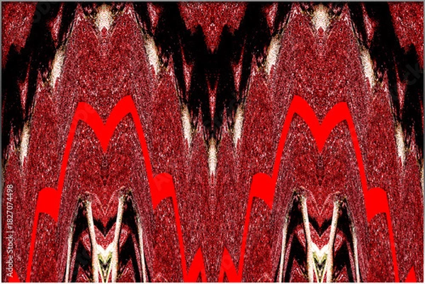 Obraz This abstract composition presents a symmetrical design in vivid red hues, blending organic curves with geometric precision to create a visually arresting effect.