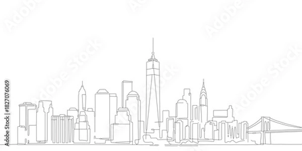 Obraz Continuous single line drawing of Manhattan city