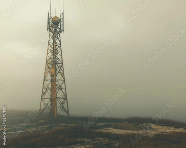 Obraz Telecommunication tower in hazy environment