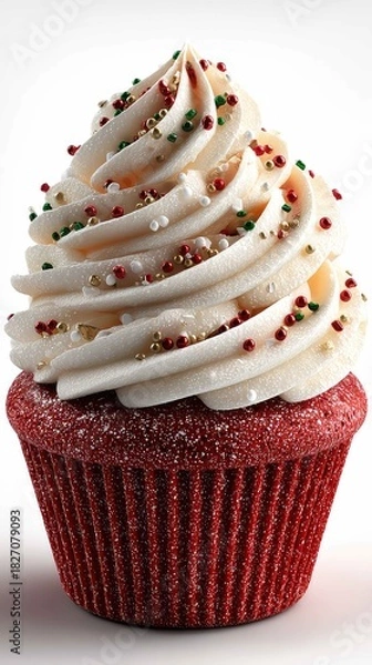 Obraz 3D Christmas cupcake with sprinkles isolated