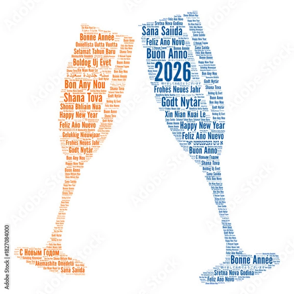 Fototapeta Happy New Year 2026 word cloud in different languages