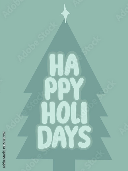 Obraz Green Christmas tree with happy holidays text 