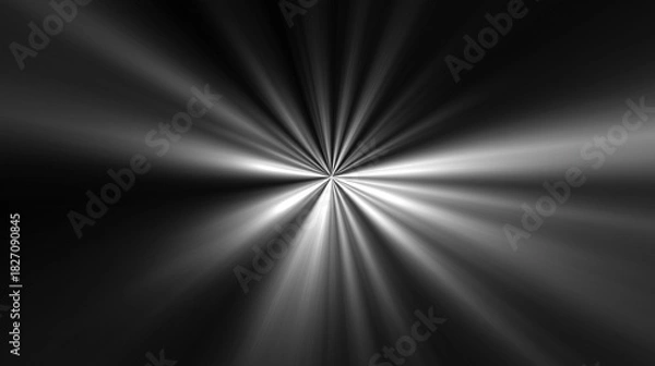 Obraz Black and white abstract image featuring converging light rays, creating a dramatic and dynamic visual effect.