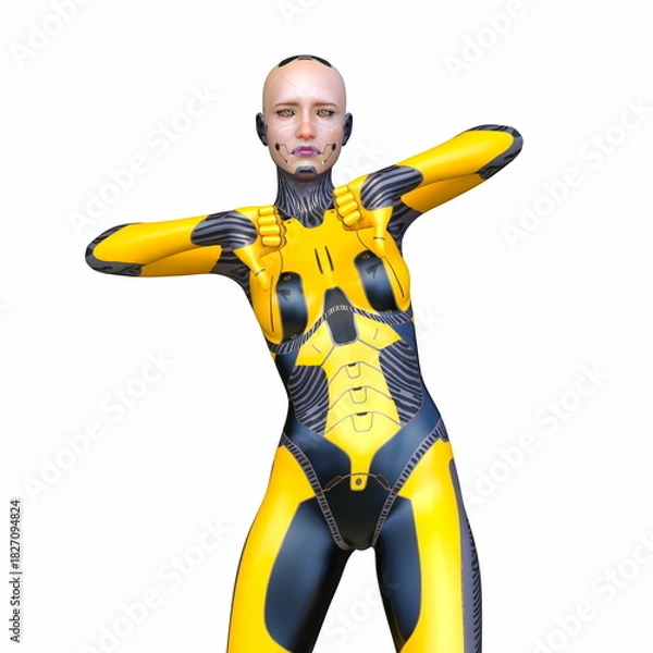 Fototapeta 女性サイボーグ　3DCGレンダリング