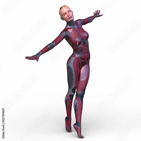 Fototapeta 女性サイボーグ　3DCGレンダリング