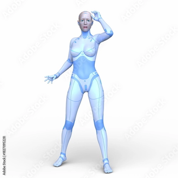 Fototapeta 女性サイボーグ　3DCGレンダリング