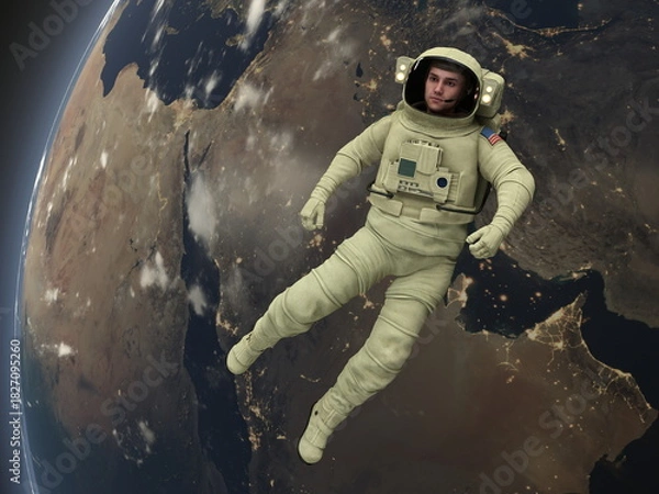 Fototapeta 宇宙飛行士　3DCGレンダリング