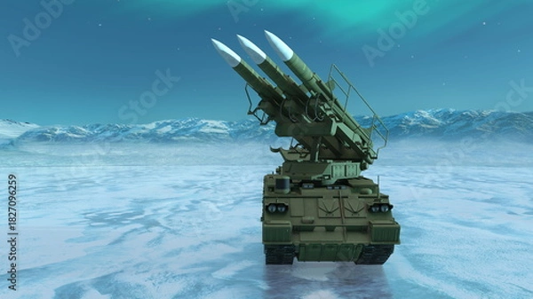 Fototapeta 地対空誘導弾　3DCGレンダリング