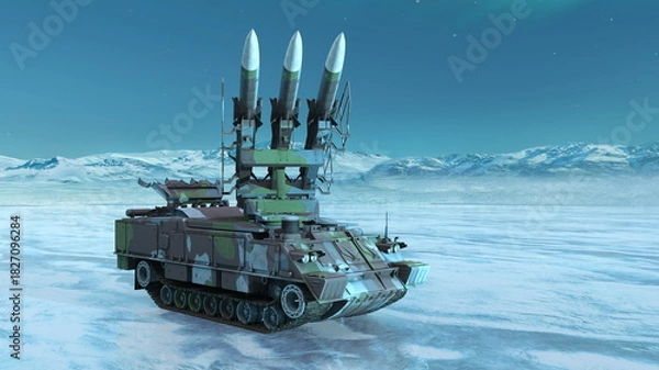 Fototapeta 地対空誘導弾　3DCGレンダリング