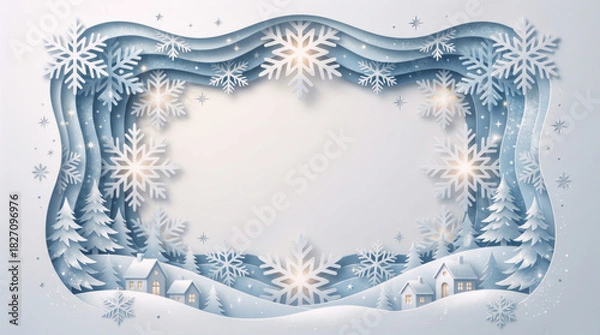 Obraz Festive background: light winter border with copy space