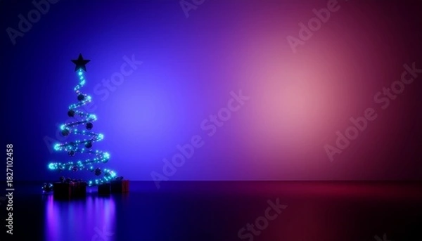 Fototapeta neon christmas tree