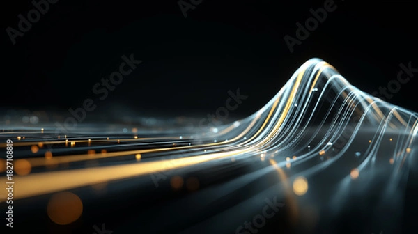 Fototapeta Illuminated curved glass surface with dynamic reflections representing futuristic data motion and modern design modern technology innovation concept design visualization modern technology innovation