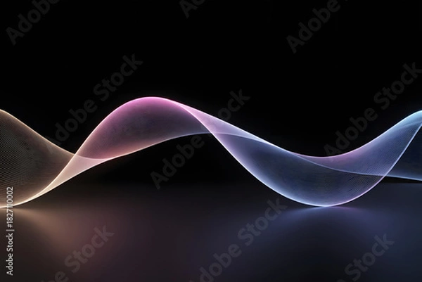 Obraz Abstract wavy light stream with gradient colors on black background