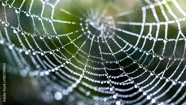 Fototapeta spider web with dew drops