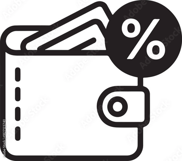 Obraz Red circle with percentage symbol over wallet icon