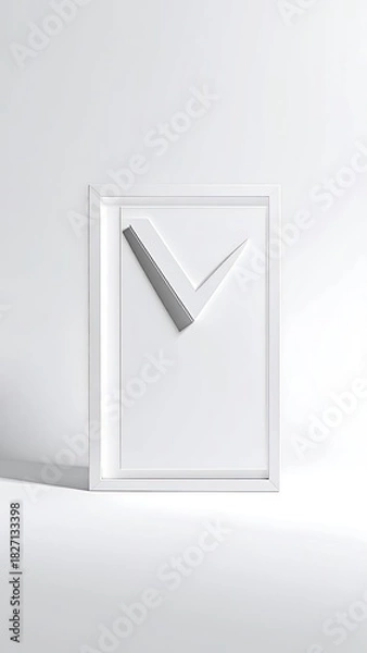 Fototapeta Modern white wall clock with gray angled hands inside a rectangular frame