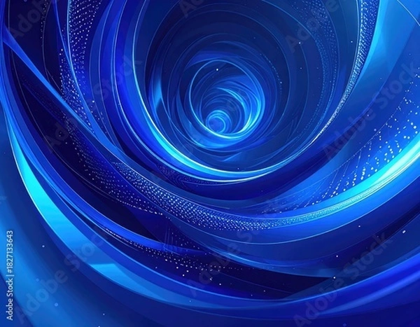 Fototapeta Abstract blue spiral tunnel with light, movement and futuristic glow