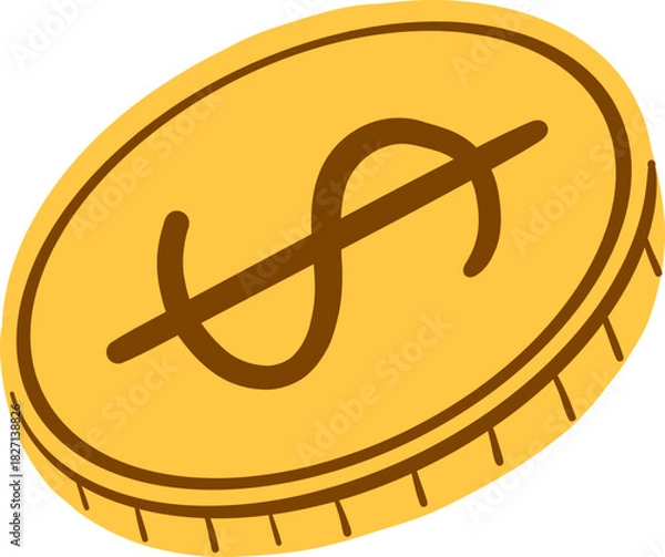 Obraz Hand Drawn Single Gold Coin