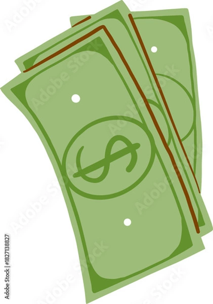 Fototapeta Hand Drawn Dollar Bills Stack