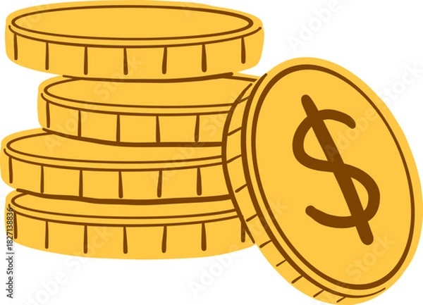 Obraz Hand Drawn Coin Stack Icon