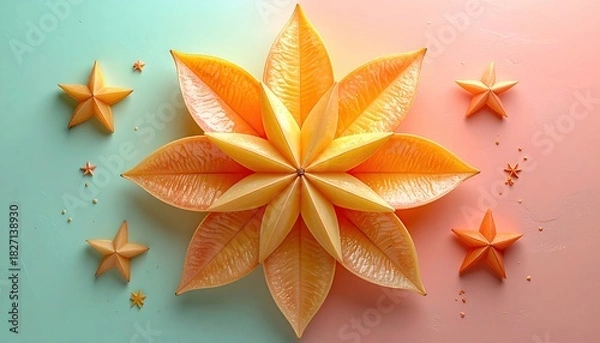 Fototapeta Starfruit Arrangement - A Vibrant Culinary and Artistic Display.