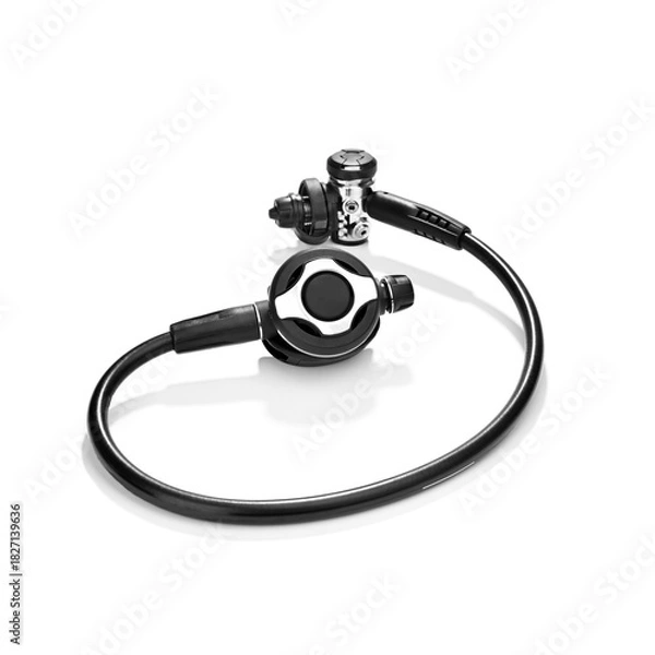 Obraz Scuba diving regulator first and second stage isolated on white background 
