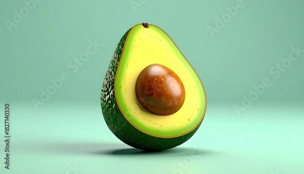 Fototapeta Fresh Avocado Halved with Pit Visible on a Soft Green Background.