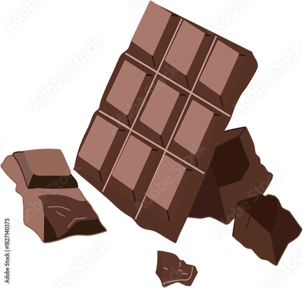 Fototapeta Chocolate Bar with Smooth Texture and Segmented Pieces Ideal for Candy Branding, Dessert Promotions, and Stock Graphic Use