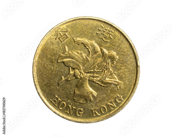 Fototapeta A Hong Kong ten cents coin on a white isolated background